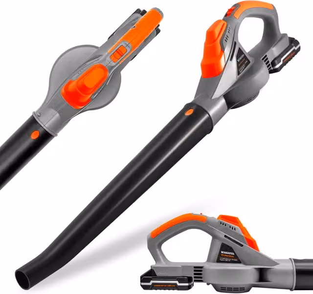 Terratek Cordless 20V Rechargeable Lightweight Electric Leaf Blower, Orange