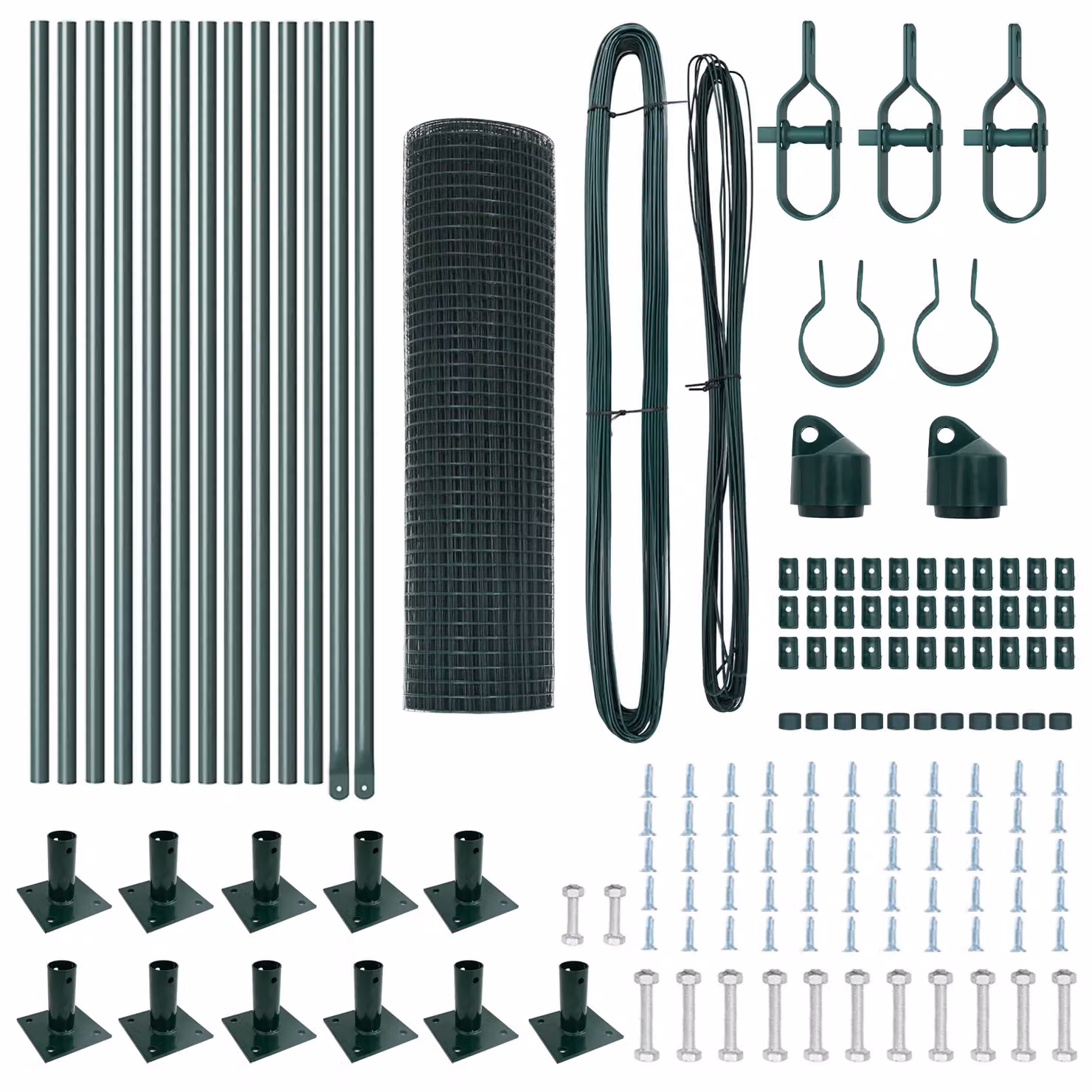 Berkfield Home Green Steel Welded Wire Fence with 13 Flanged Posts, W: 0.4 m, L: 25 m – 3