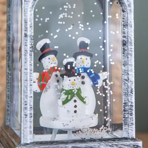Samuel Alexander Silver Christmas Water Spinner with 3 Snowmen and White LEDs, 20cm – 3