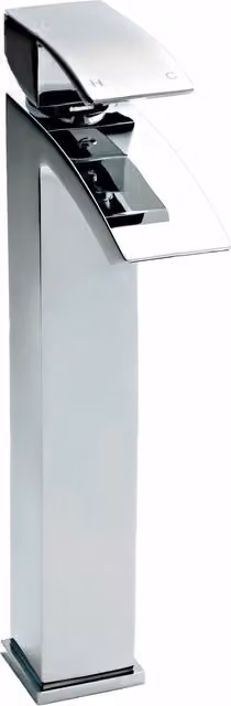 Balterley Contemporary Square Tall Single Lever Deck Mounted Mono Basin Mixer Tap, Chrome/Silver, H 30.7 cm x W 5.2 cm x D 13.9 cm