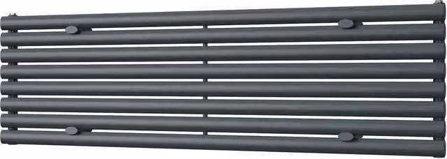 UK Radiators Omeara Axis Anthracite Elliptical Tube Horizontal Designer Radiator, W: 160 cm, H: 46.4 cm