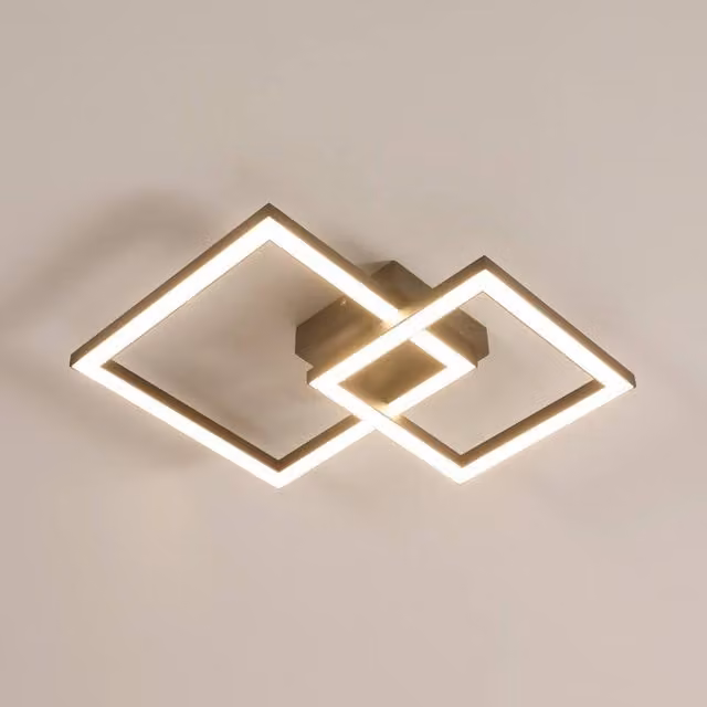 Pheashine Modern Double Ring LED Ceiling Light, 36W, Black, W: 49 cm, D: 35 cm
