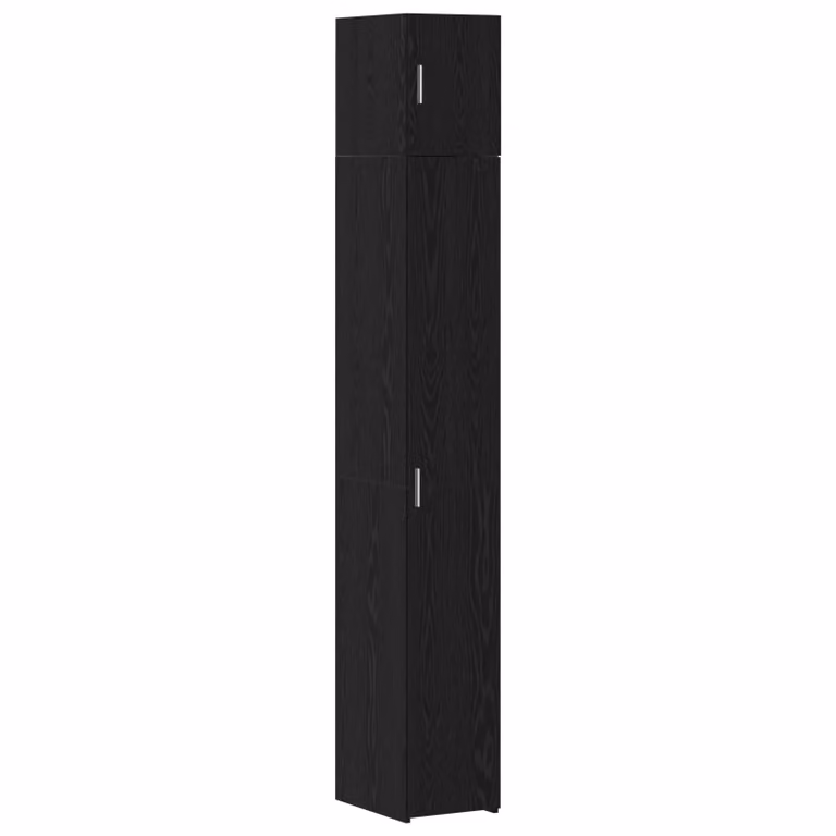 Berkfield Home Slim Storage Cabinet in Black Oak, W/D/H: 30 x 22.5 x 225 cm