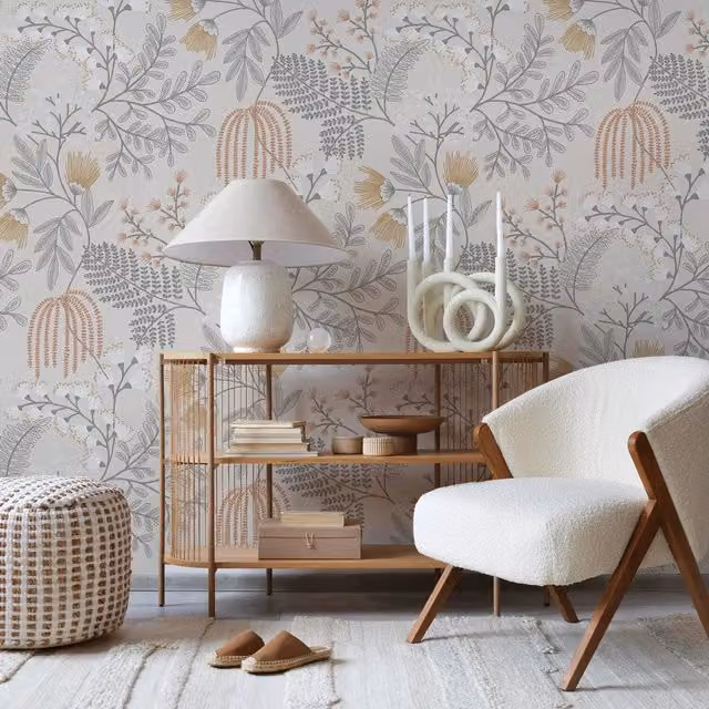 Superfresco Easy Richmond Floral Botanical Wallpaper in Sandstone