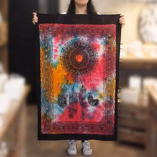 KDMD Dream Catcher Cotton Wall Hanging, Multicolour Floral Mandala Tapestry, W: 112 cm, H: 78 cm – 2
