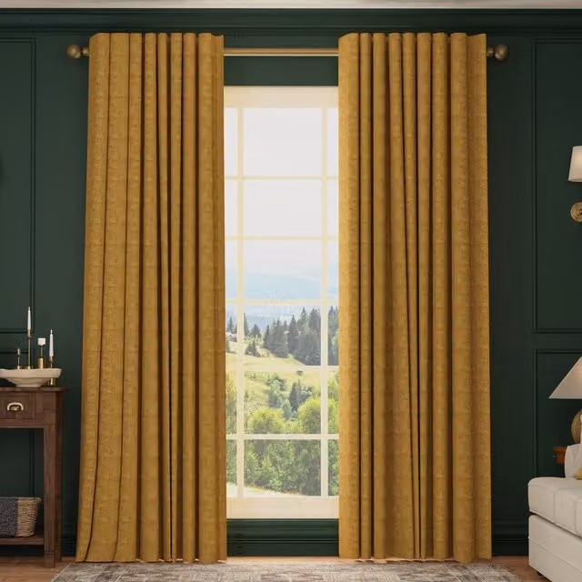 HOUSE Llewelyn-Bowen Llewelyn-Bowen Ottoman Made To Measure Blackout Chenille Curtains in Yellow Ochre