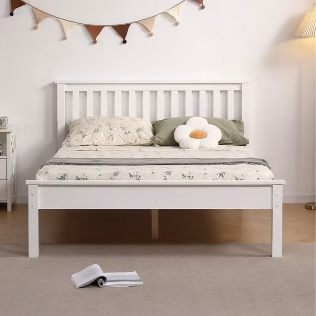 RELAXBy AMANI Relax Solid Pine Wooden Bed Frame in White, 180 x 200 cm