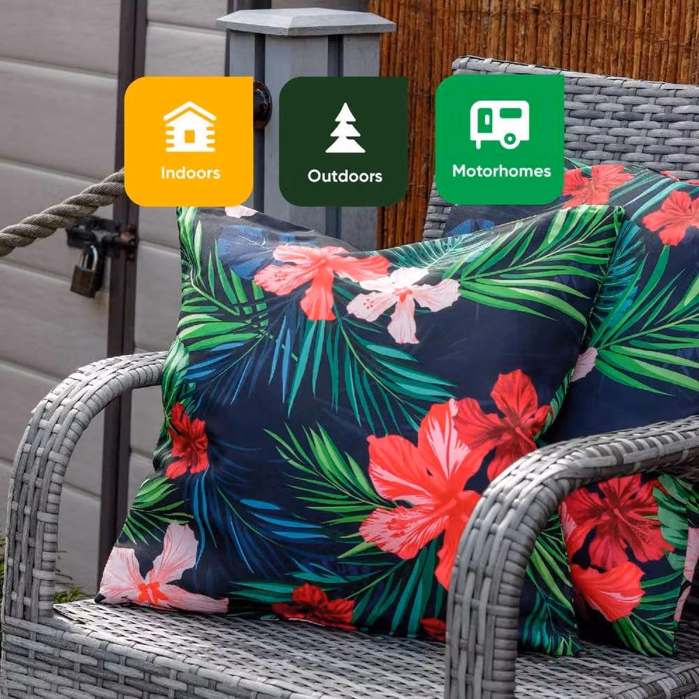 Gardenwize Pack of 2 Multicolour Floral Tropical Leaf Square Scatter Cushions – 6