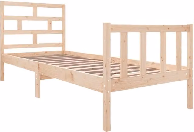 Berkfield Home Beautiful Solid Wood Pine Bed Frame in Beige, W/D/H: 80 x 190 x 80.5 cm