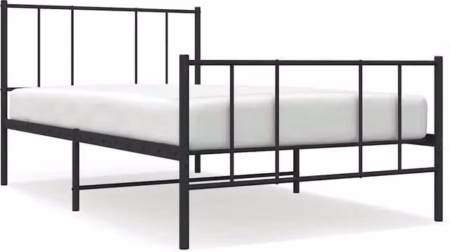 Berkfield Home Metal Bed Frame with Headboard and Footboard in Black, W/D/H: 100 x 190 cm – 1