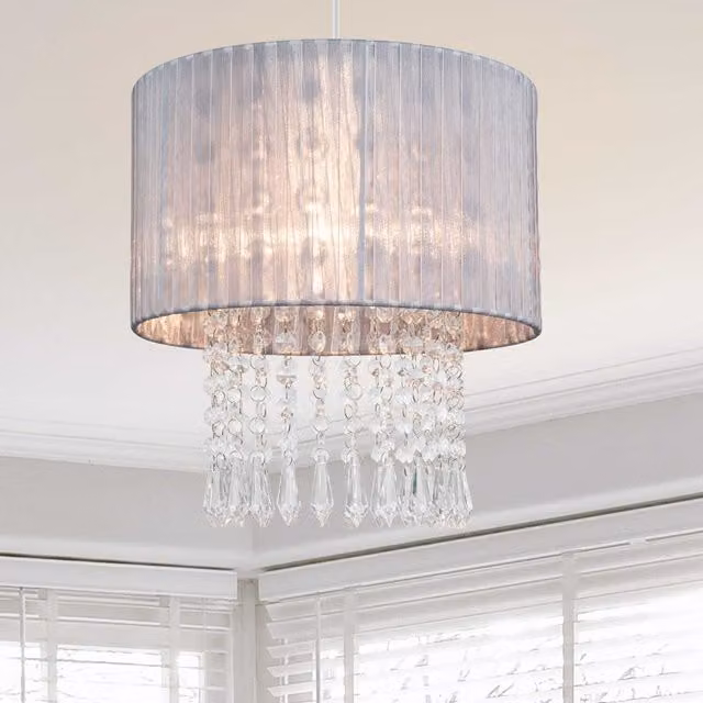COSYLYTE Winni Easyfit Modern Fabric Cylinder Pendant Light in Grey