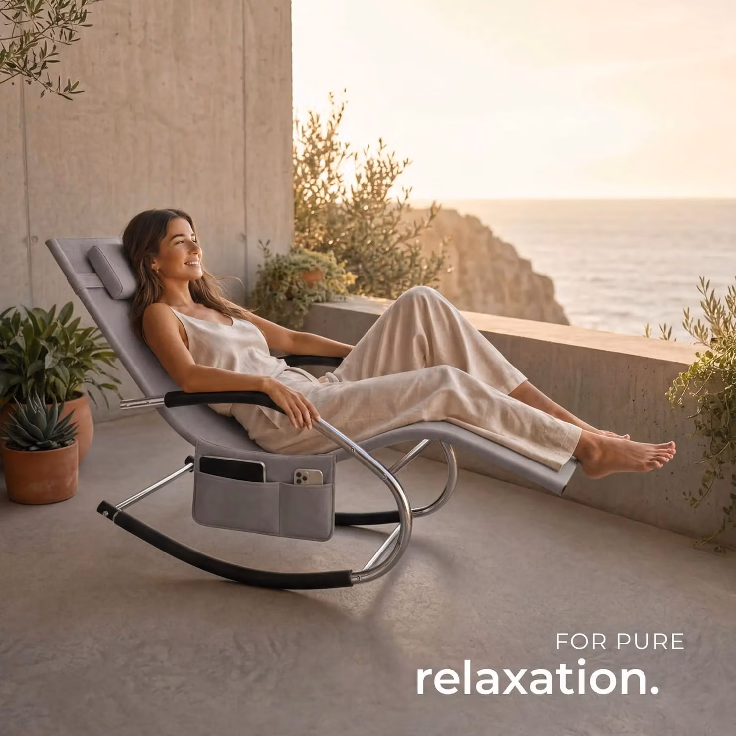 tectake Taya Sun Lounger in Grey with Textilene Fabric and Powder Coated Steel Frame – 8