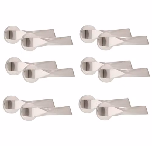 Golden Grace Aura Round Rose Door Handles in Brushed Silver, 6 Pairs