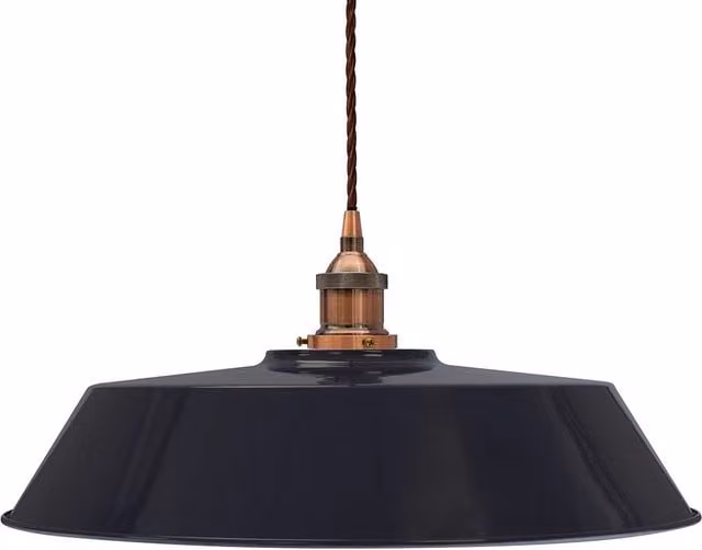 SE Home Chancery Large Suspended Pendant Light in Navy Blue and Antique Copper