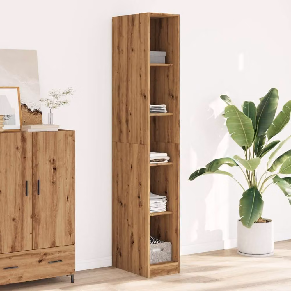Berkfield Home Artisan Oak Wardrobe in Brown, W/D/H: 30 x 30 x 200 cm – 2
