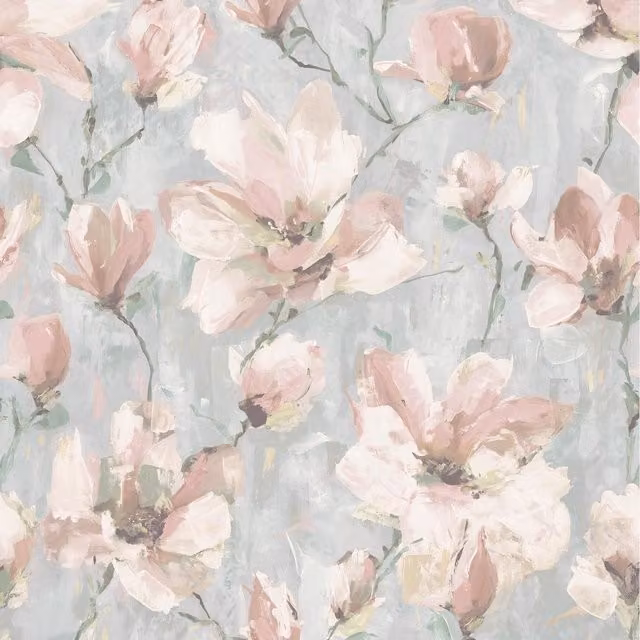 Grandeco Camilla Floral Blossom Botanical Vinyl Wallpaper in Pink