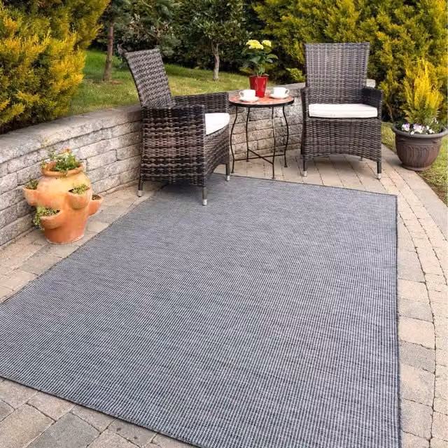 The Rug House Grey Flat Weave Indoor Outdoor Area Rug, W: 330 cm, D: 240 cm