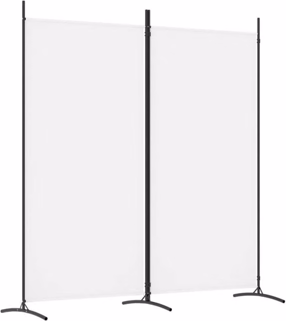 Berkfield Home 2-Panel Fabric Room Divider in White, H 175 cm x W 180 cm