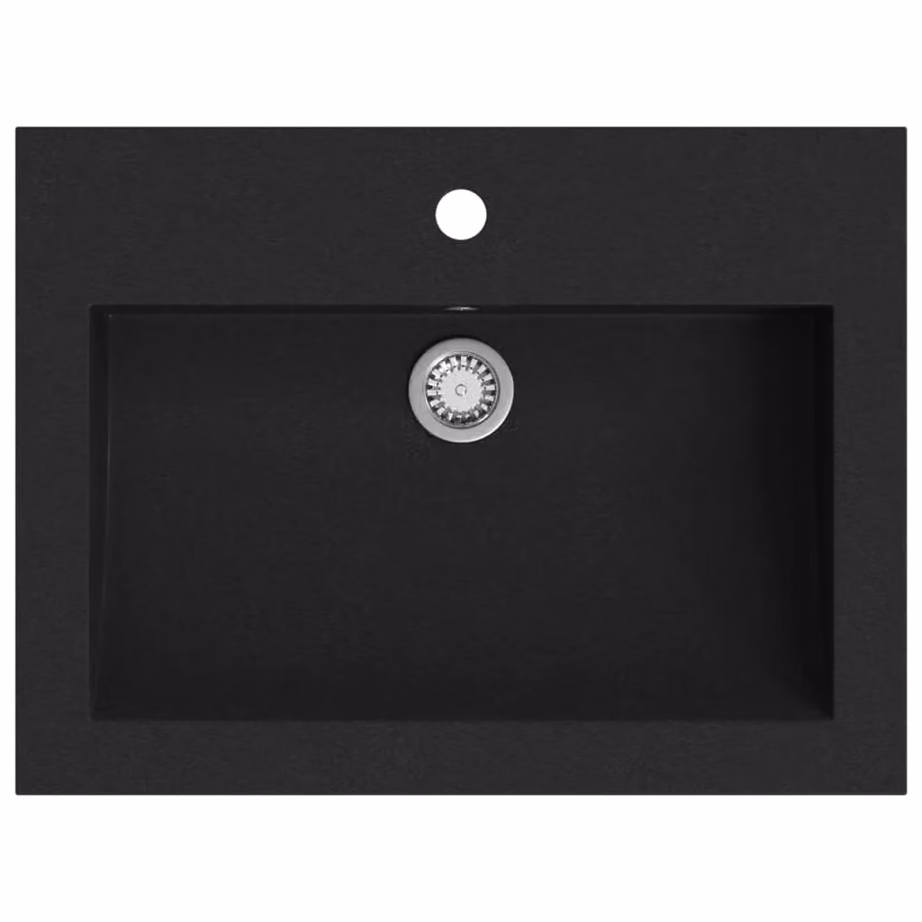 Berkfield Home Granite Composite Rectangular Basin in Black, W/D/H: 60 x 45 x 12 cm – 2