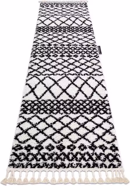 RugsX Berber Runner in White, Geometric Boho Design, W/D/H: 80 x 250 cm