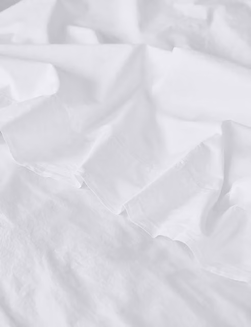 Piglet In Bed Pure Washed Cotton Percale Flat Sheet, White, W: 180 cm, L: 200 cm