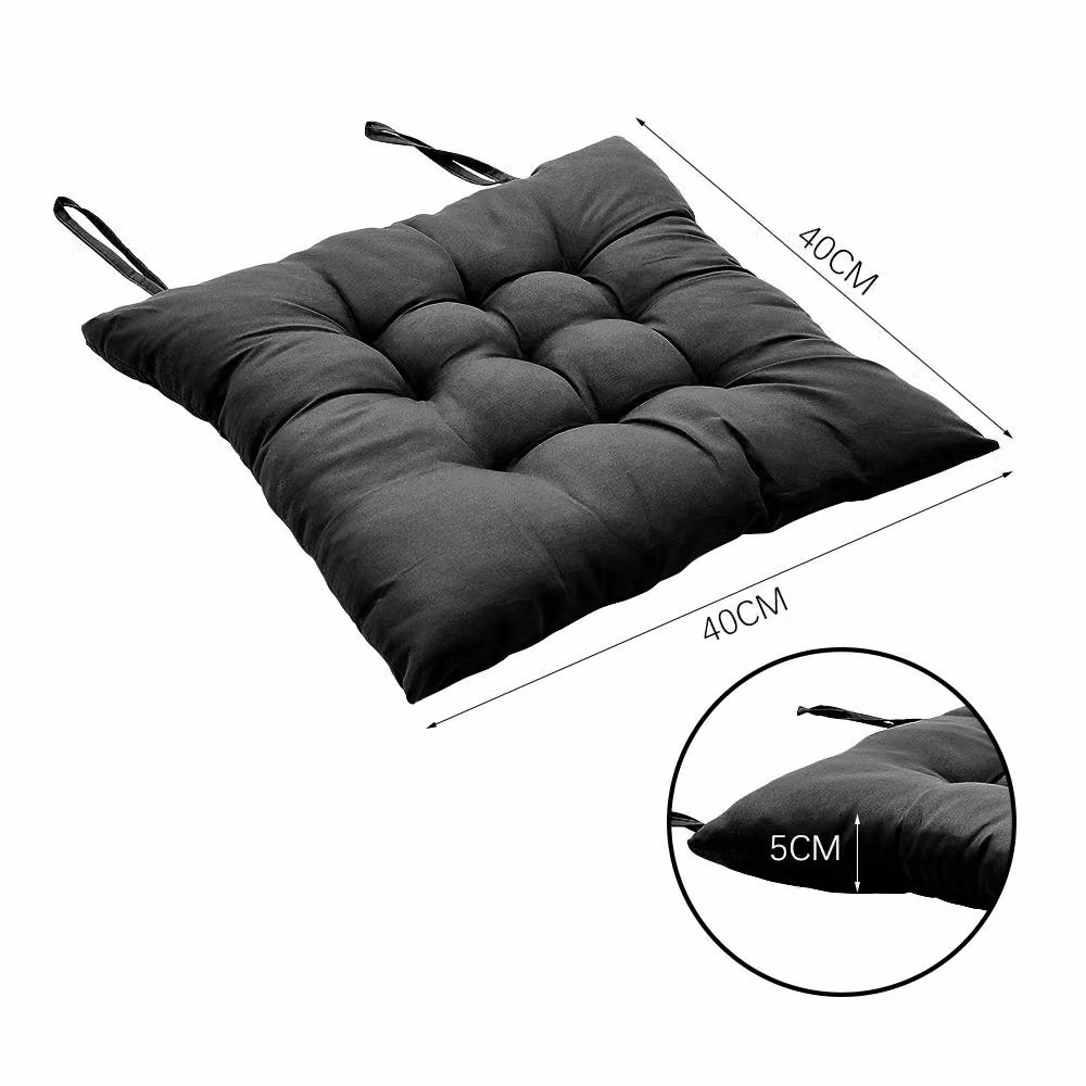 Garden Sanctuary 4-Piece Soft Thicken Tatami Seat Cushion Set in Black Polyester – 3