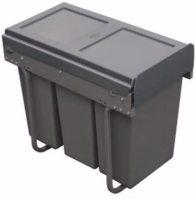 Handle & Home 30L Pull Out Kitchen Waste Recycling Bin with Flip Lid for 300mm Cabinet, Dark Grey