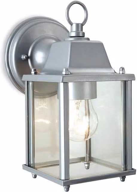 Firstlight Coach 1 Light Lantern Wall Light in Silver with Transparent Glass