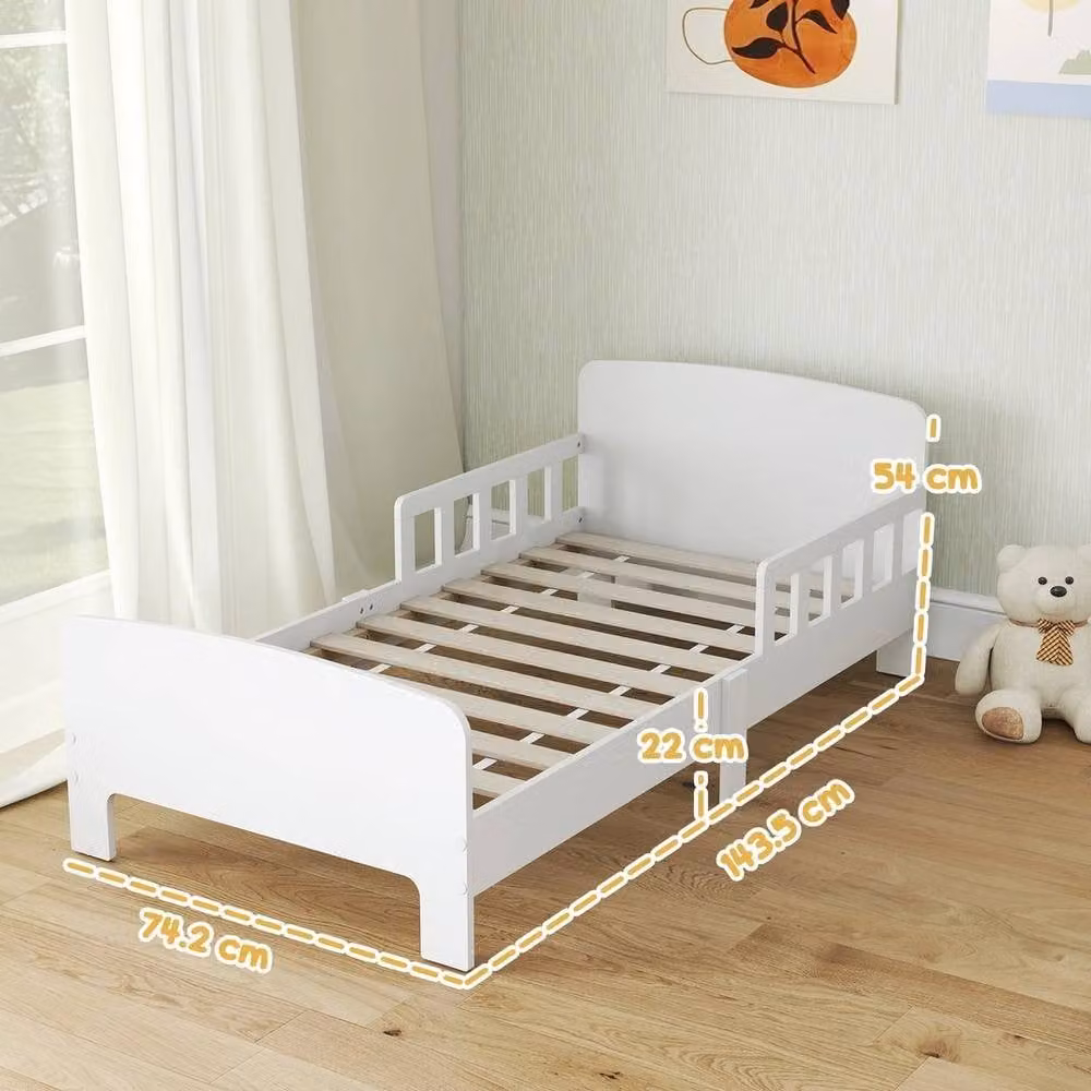 FORGEVIO White Cot Bed Frame with Safety Side Rails and Drop Side, W/D/H: 70 x 140 x 80 cm – 2