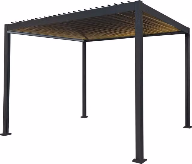 Monstershop Anthracite Aluminium Pergola with LED Lights, Grey, W/D/H: 300 x 300 x 250 cm – 1