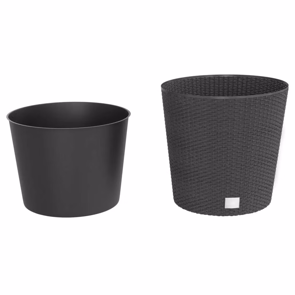 Berkfield Home Black Rattan Planter with Removable Anthracite Inner Tub, 35/37.5 L – 3