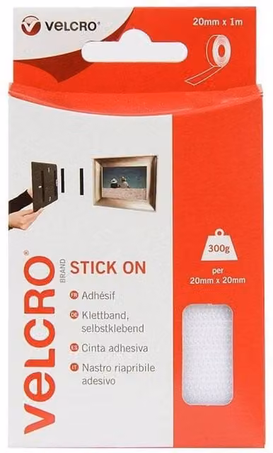 Velcro Double Sided Stick On Tape, White, Width: 2 cm, Length: 100 cm