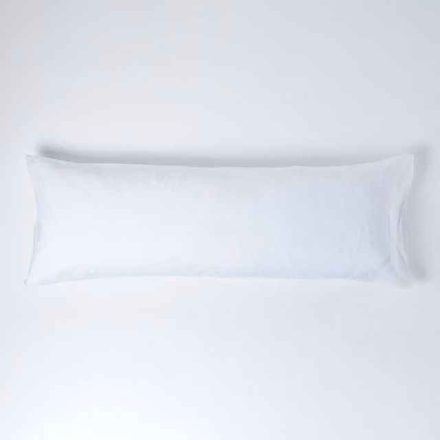Homescapes White Linen and Combed Cotton Pillowcase