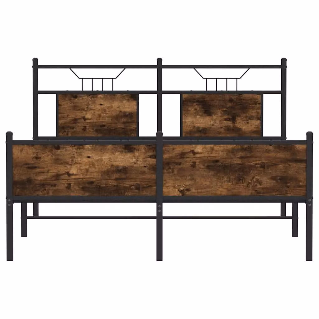 Berkfield Home Bed Frame in Smoked Oak and Brown Engineered Wood, W/D/H: 137 x 190 cm – 3