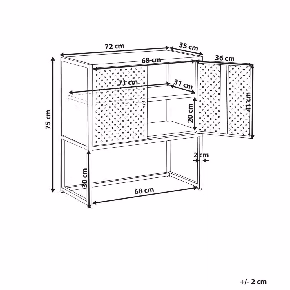 Wyld and Coco Black Matt Steel Industrial Cabinet with 2 Adjustable Shelves and Hinged Doors – 3