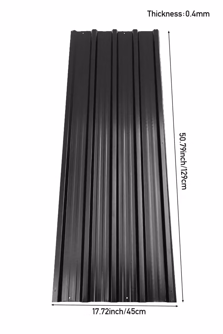 H&O Direct Set of 12 Powder Coated Corrugated Steel Panels in Grey, W: 45 cm, L: 129 cm