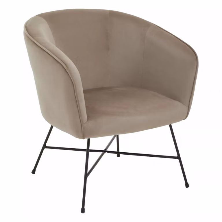 Orsina Stockholm Velvet Curved Accent Chair in Brown