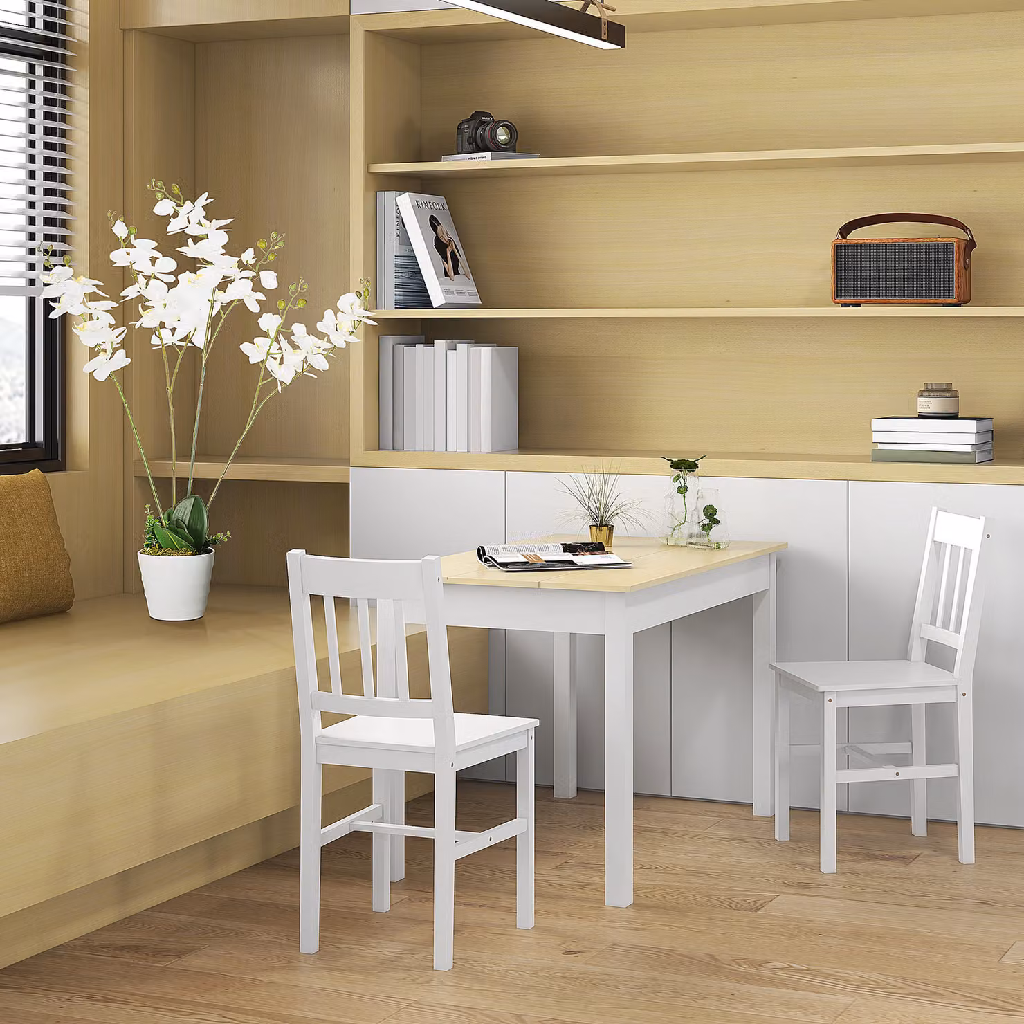 HOMCOM Modern Rectangular Dining Table with Oak Wood Grain Effect Top and White Legs, Seats 4 to 6, W: 120 cm – 3