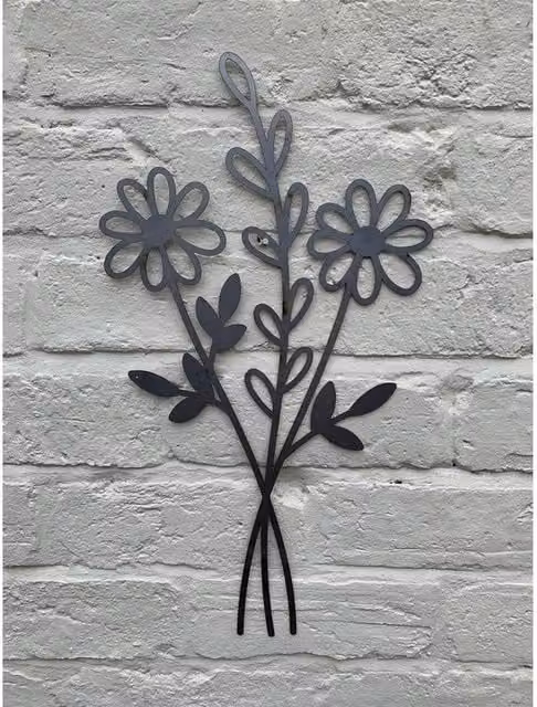 Poppyforge Floral Wildflower Metal Wall Art, Black, W: 30 cm, H: 50 cm