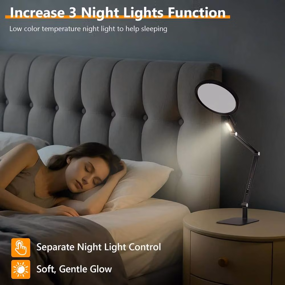 Goeco Black LED Table Lamp with Touch Dimming and USB-C Charging – 5