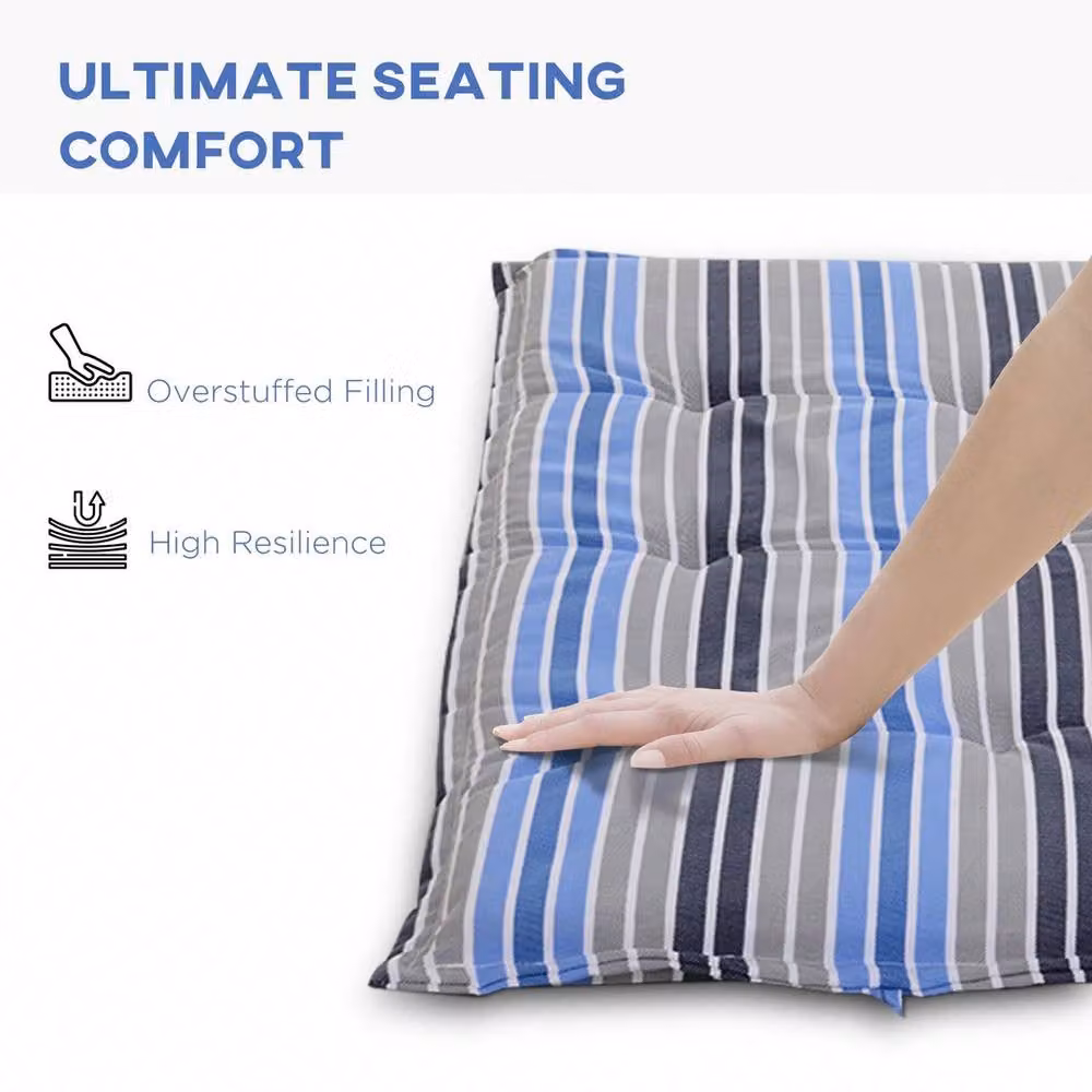 EONLION 2 Pieces Water-Repellent Blue Polyester Garden Bench Cushions, Width: 100 cm – 4