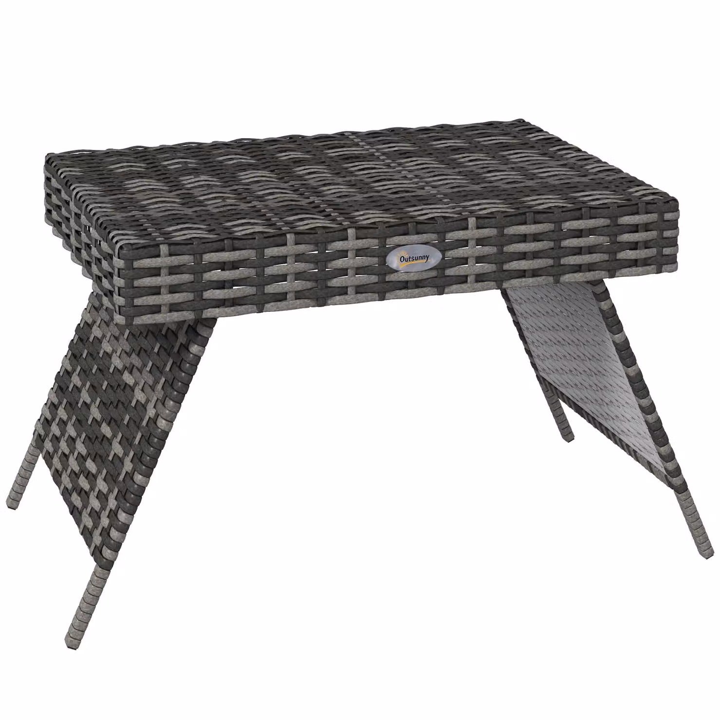 OUTSUNNY Foldable Outdoor Coffee Table with Steel Frame and Grey Rattan – 2