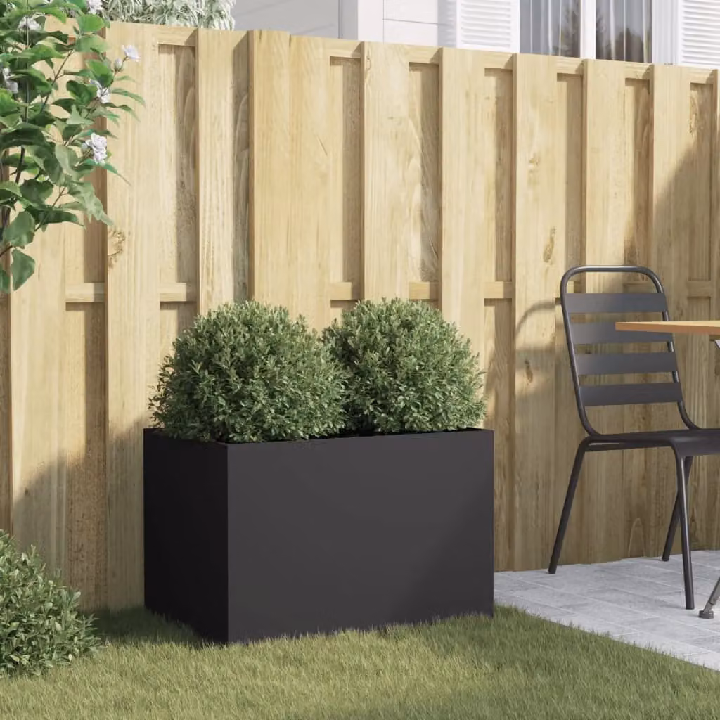 Berkfield Home Steel Planter Tub, Black, W: 62 cm, D: 40 cm, H: 39 cm – 3