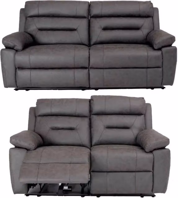 Furnishings For Less UK Lucy Electric Reclining Sofa Suite 3 + 2 in Ink Grey – 1