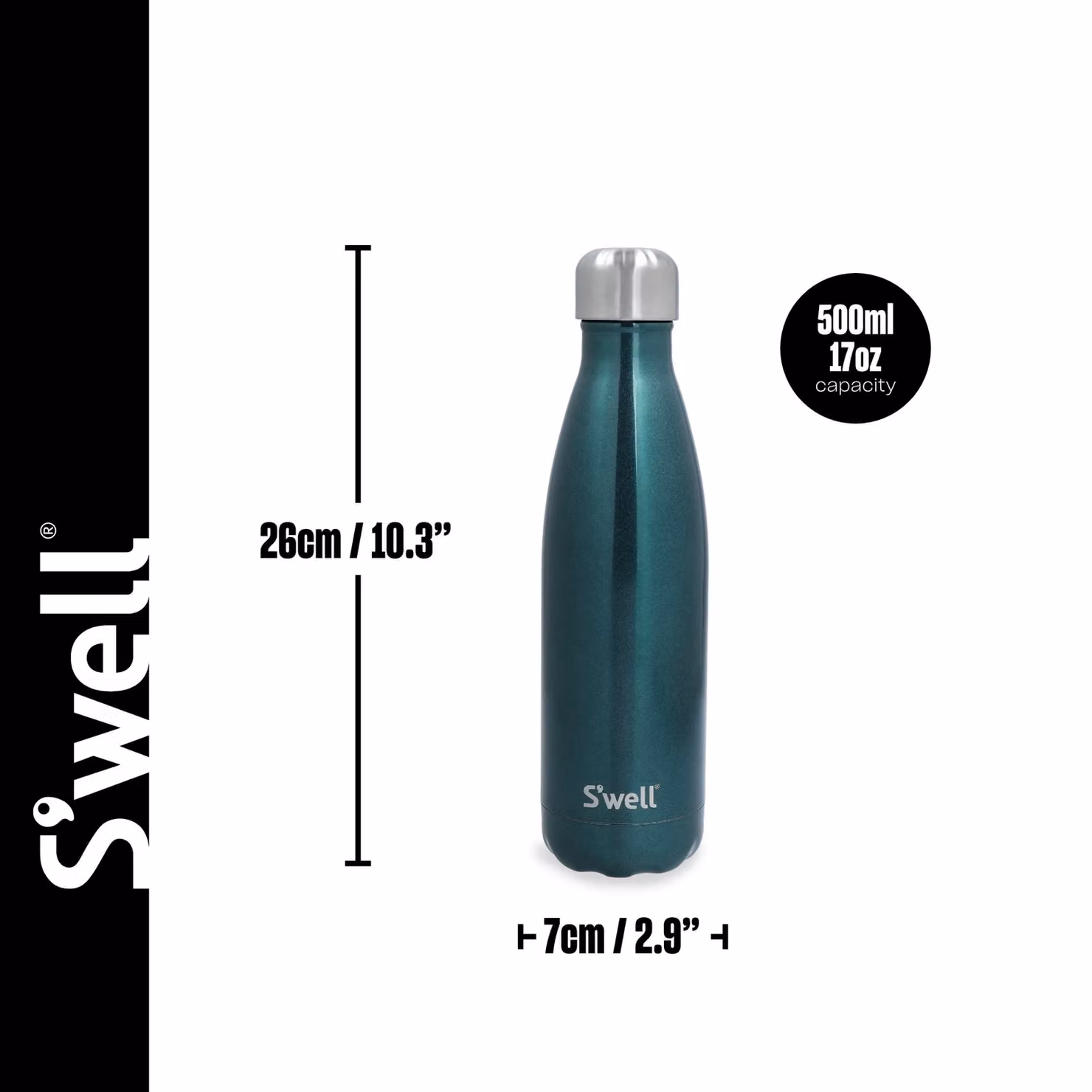 S'well Vacuum-Insulated Stainless Steel Water Bottle, Green, 500 ml – 4