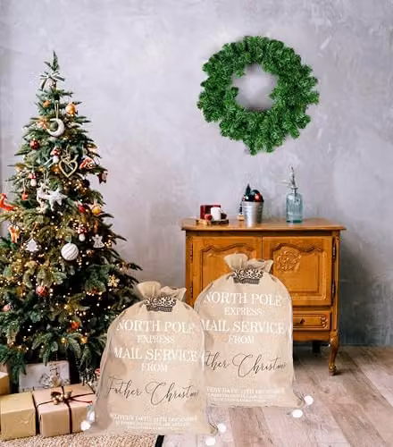 Shatchi Beige Jute Christmas Sack W/H: 60 x 80 cm – 3