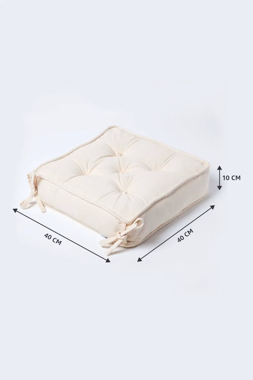 Homescapes Cotton Dining Chair Booster Cushion in Beige, W/D/H: 40 x 40 x 40 cm – 2