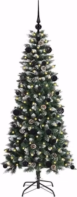Berkfield Home Elegant Green Artificial Christmas Tree with 150 LEDs, W/D/H: 66 x 66 x 150 cm – 1