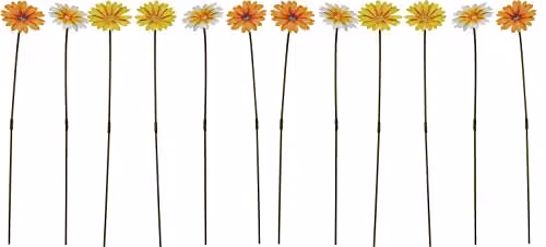 Garden Gear Metal Daisy Stakes, Multicoloured Decorative Floral Ornaments, Yellow, Height: 57 cm