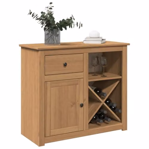 vidaXL PANAMA Sideboard with Drawer in Brown Solid Pine Wood, W/D/H: 93 x 40 x 80 cm – 4
